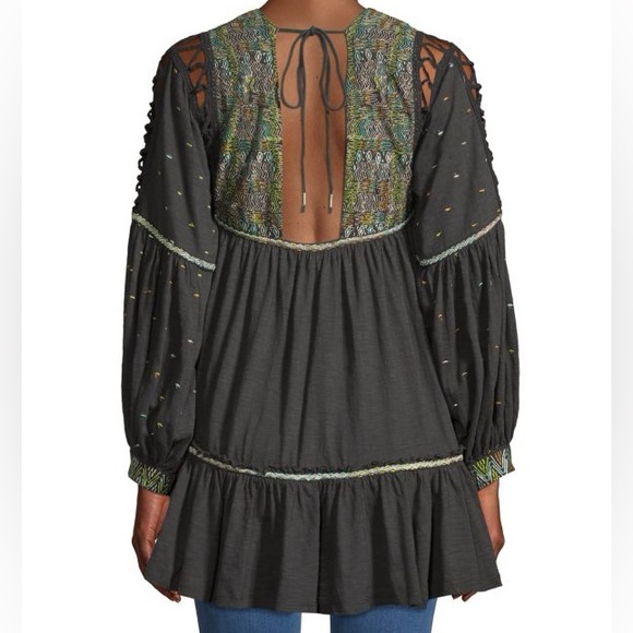 FREE PEOPLE MUCH LOVE EMBROIDERED COTTON TUNIC TOP - Picture 2 of 11